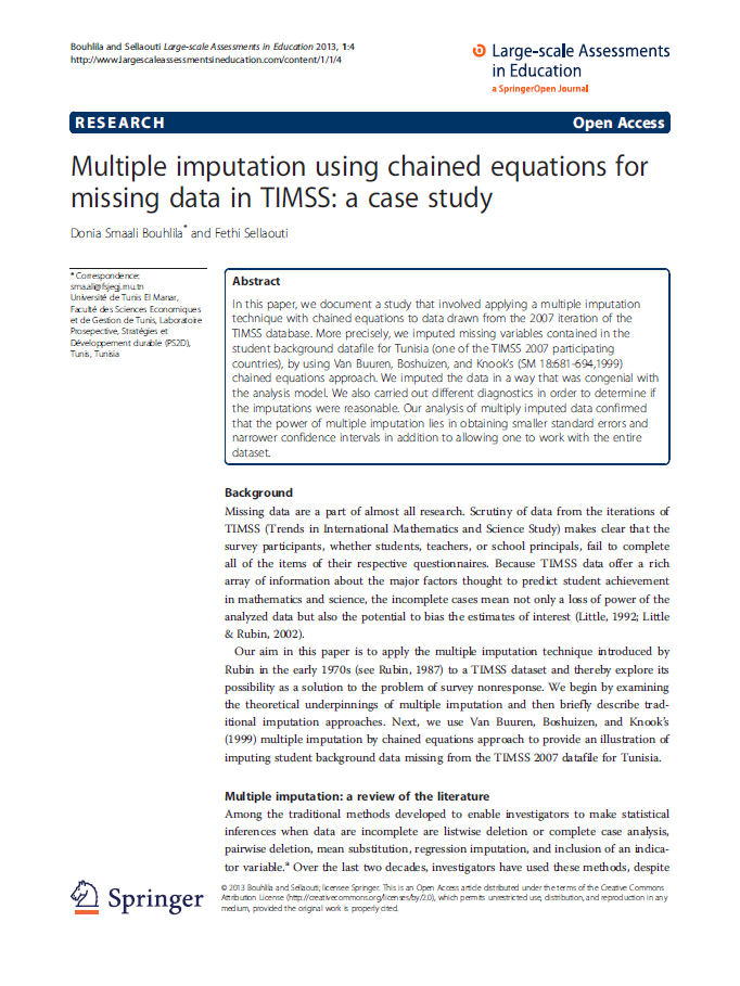 Multiple Imputation Using Chained Equations For Missing Data In TIMSS ...