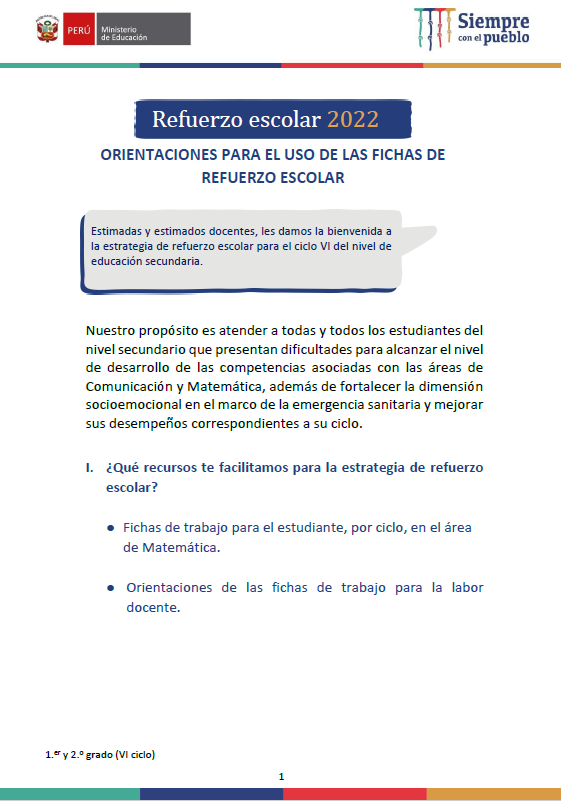 Orientaciones Para El Uso De Las Fichas De Refuerzo Escolar : Refuerzo ...